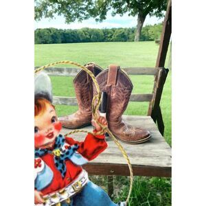 Vintage Child's Cowboy Boots Genuine Leather Size 8.5 Justin